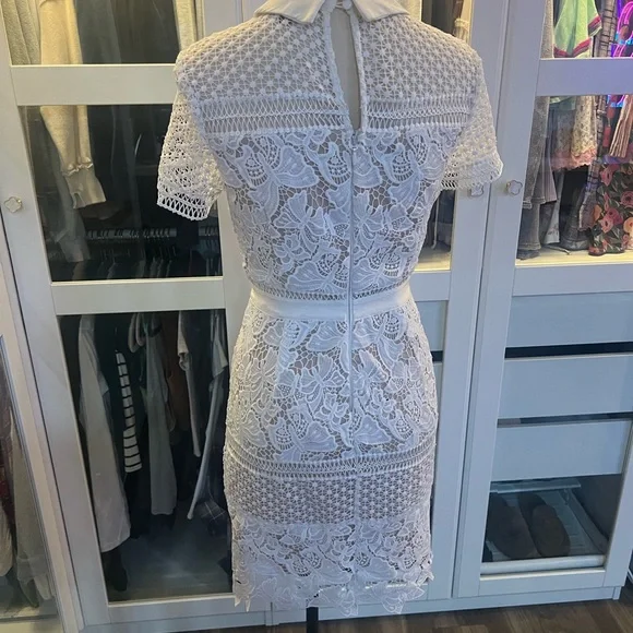 Aqua Lace White Dress Sz Small - Picture 3 of 10